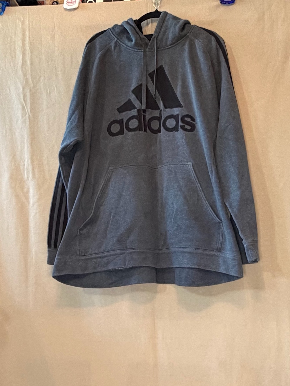 adidas Charcoal Gray Pullover Hoodie with Black Logo